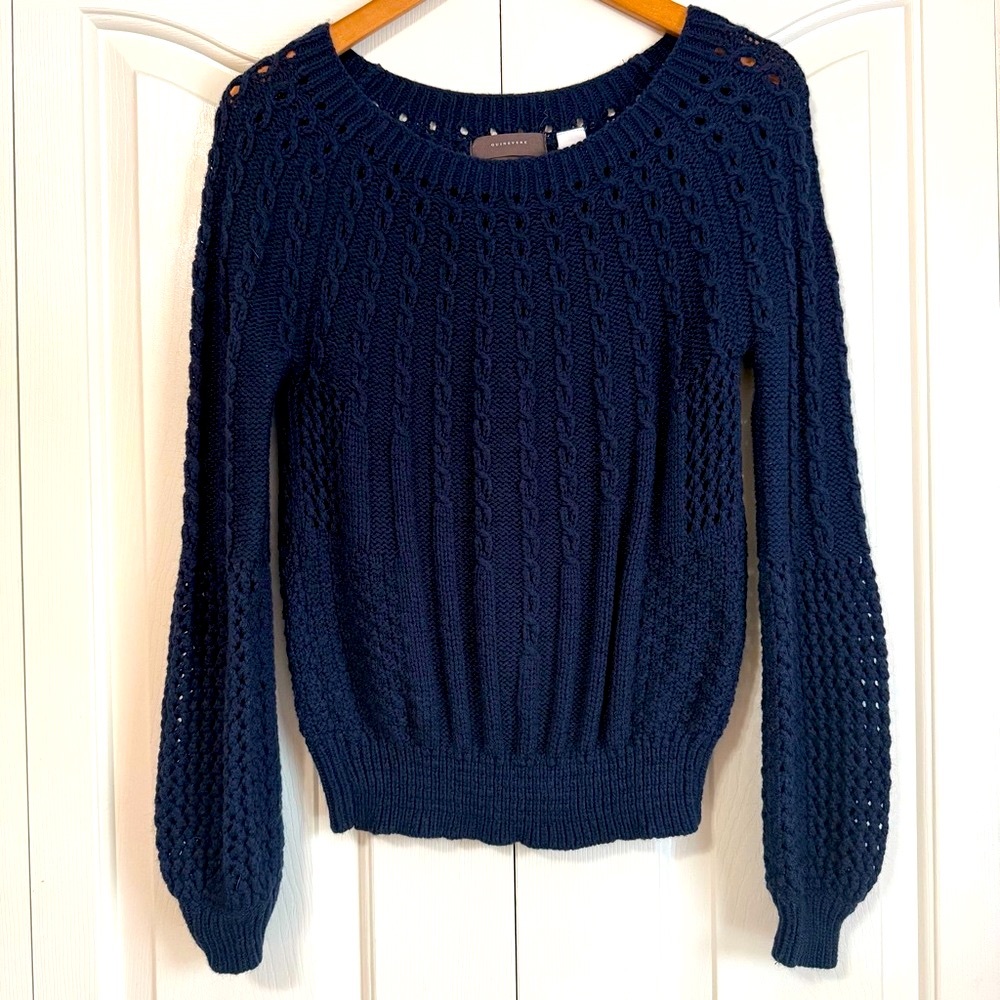 Anthropologie Guinevere Women's
Small Wool/Alpaca Navy Blue Cable Knit Sweater